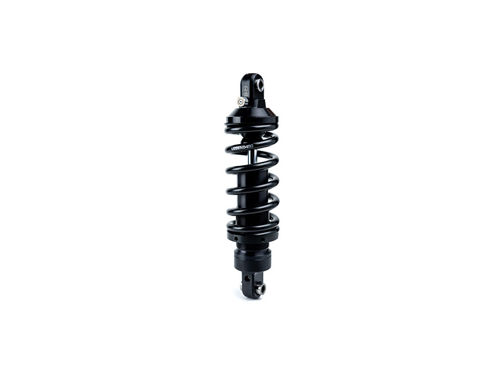 LEGEND SUSPENSION REVO-A Series, 13in. Adjustable Heavy Duty Rear Shock Absorbers – Black. Fits Softail 2018up.