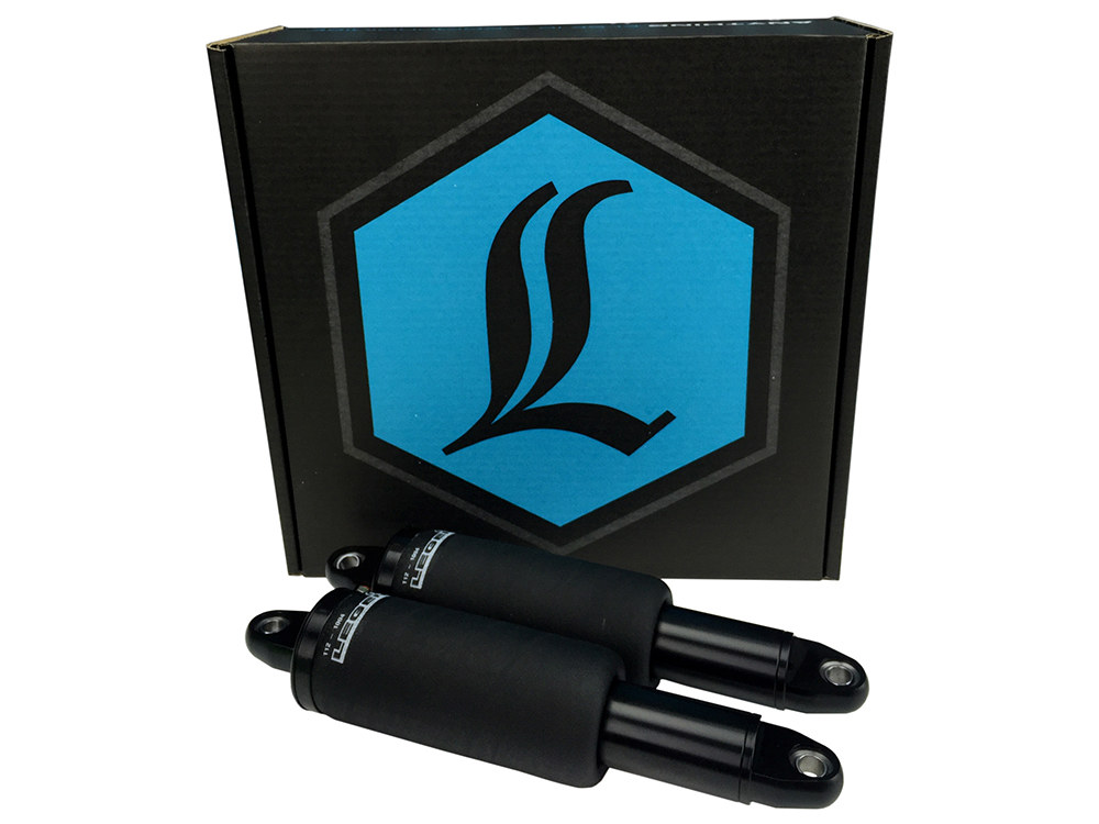 LEGEND SUSPENSION AERO Series, Rear Air Shock Absorbers – Black. Fits Dyna 2006-2017.
