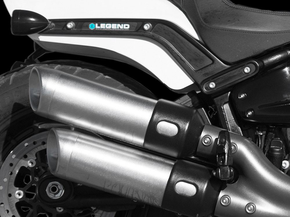 LEGEND SUSPENSION AIR-A Series, Adjustable Rear Air Shock Absorber – Black. Fits Softail 2018up.