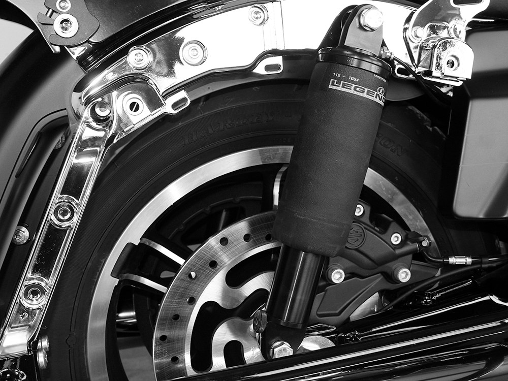 LEGEND SUSPENSION AIR-A Series, Adjustable Rear Air Shock Absorbers – Black. Fits Road Glide 2017-2023