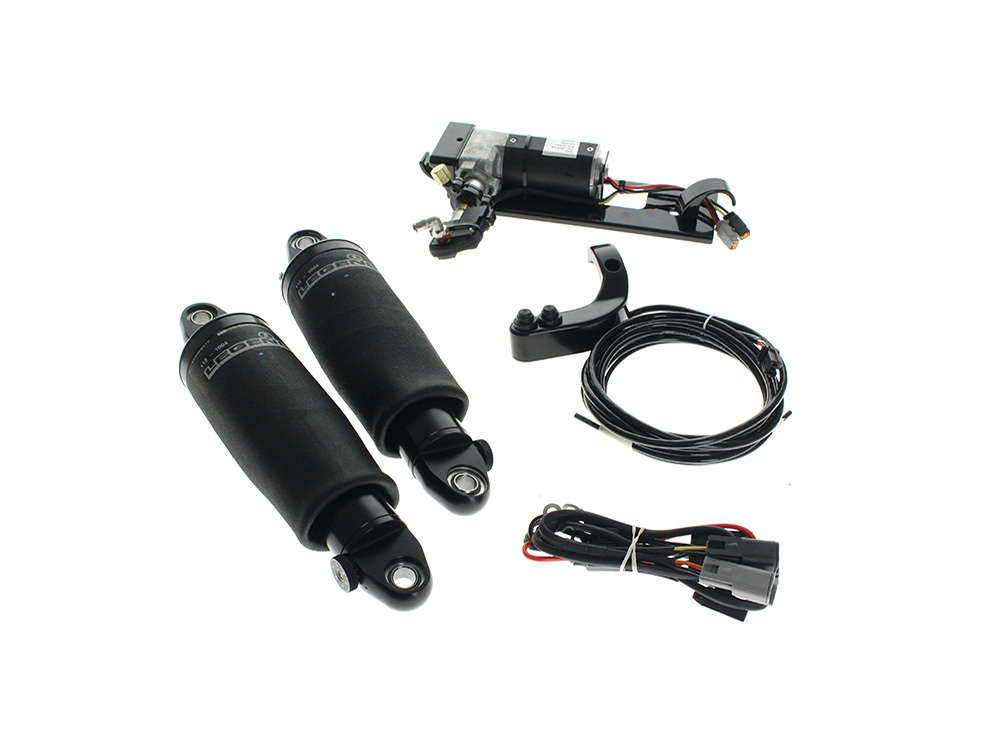 LEGEND SUSPENSION AIR-A Series, Rear Air Shock Absorbers – Black.  Fits CVO Touring 2023up & Street Glide & Road Glide 2024up