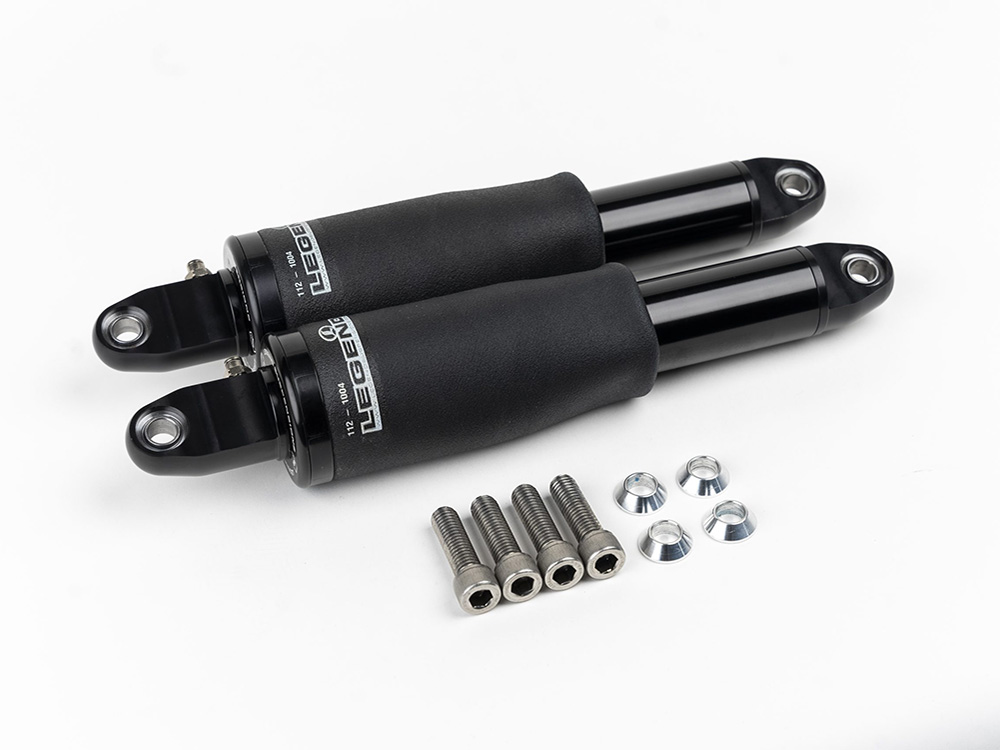 LEGEND SUSPENSION AIR Series, Adjustable Rear Air Shock Absorbers – Black. Fits FLH Trike 2017up