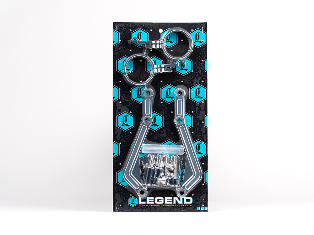 LEGEND SUSPENSION Revo ARC Remote Reservoir External Billet Mounting Brackets – Alloy. Fits Touring 2014-2024