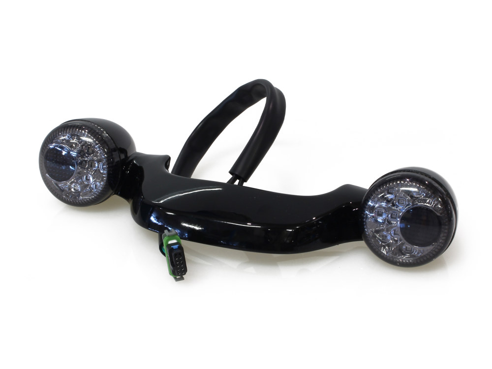 Letric Lighting Co Gloss Black LED Rear Turn Signal Lightbar with Smoke Lenses. Fits Most Touring 2014-2024