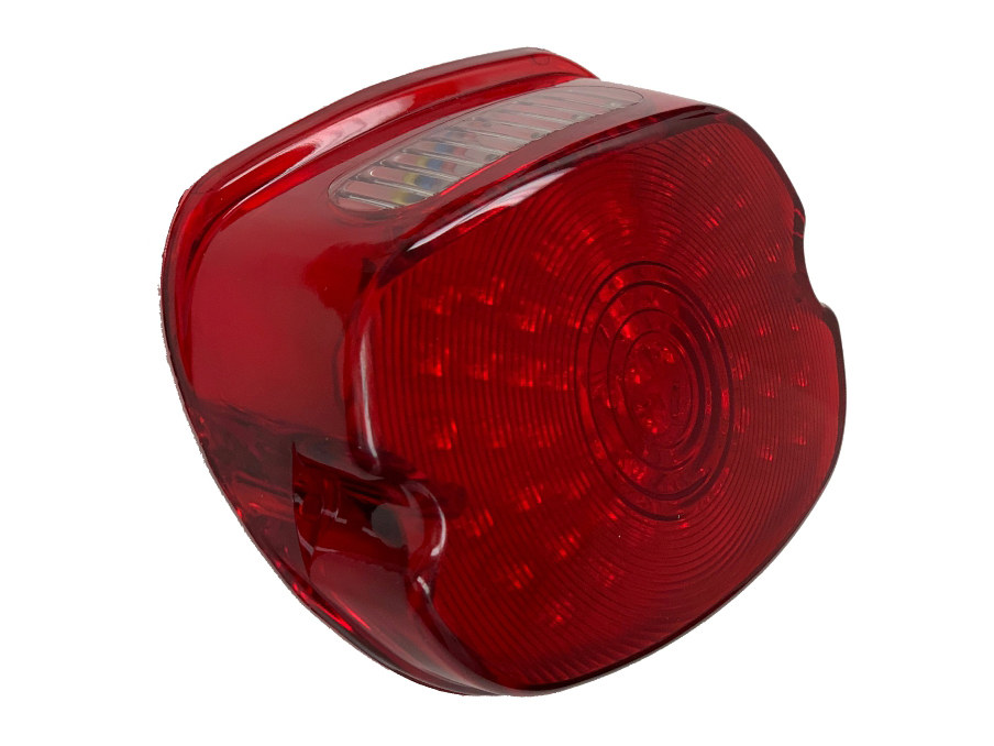 Letric Lighting Co LED Low Profile Taillight with Red Lens & Number Plate Illumination. Fits Most 1999up Models.