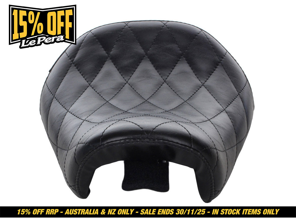 LEPERA SEATS Bare Bones Solo Seat with Diamond Stitch. Fits 883C & 1200C Sportster Custom 2004-2006 & 2010-2021 Models with Factory 4.5 Gallon Fuel Tank.