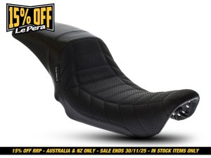 LEPERA SEATS Daytona Sport Dual Seat with Basket Weave & Flat Track Pleats. Fits Dyna 2006-2017. LEPERA SEATS Daytona Sport Dual Seat with Basket Weave & Flat Track Pleats. Fits Dyna 2006-2017.