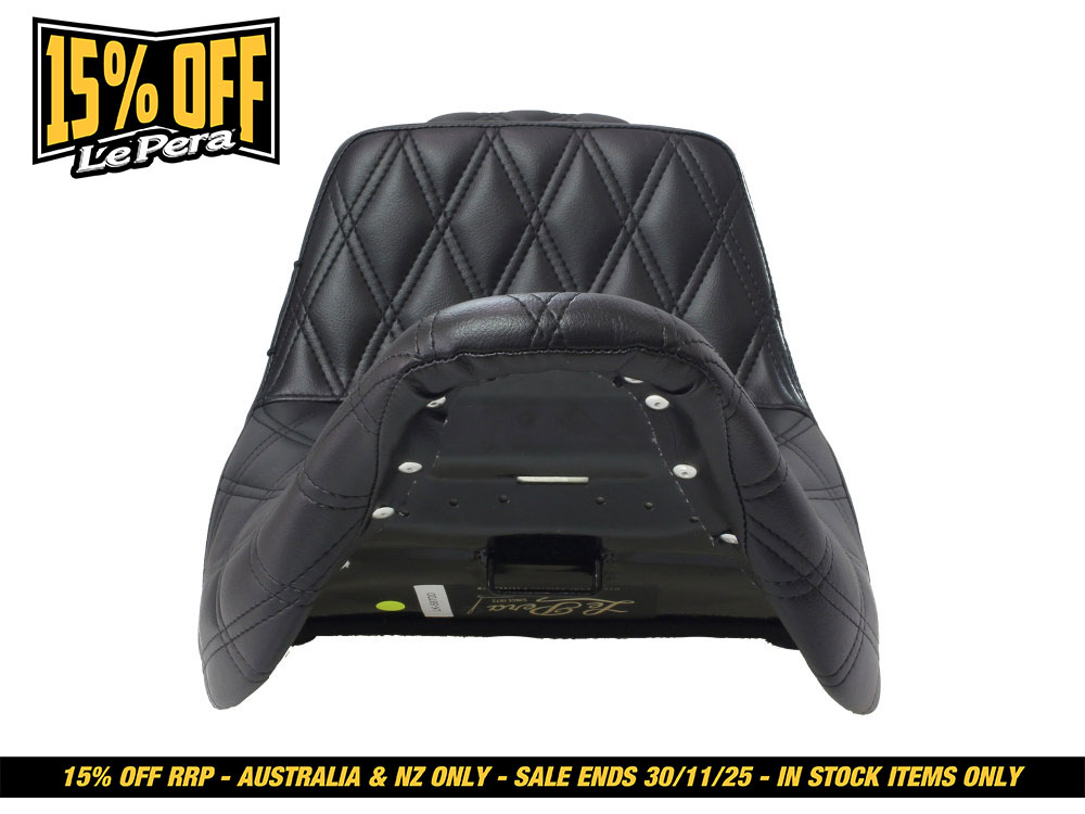 LEPERA SEATS TailWhip Dual Seat with Black Double Diamond Stitch. Fits Most Touring 2008-2024