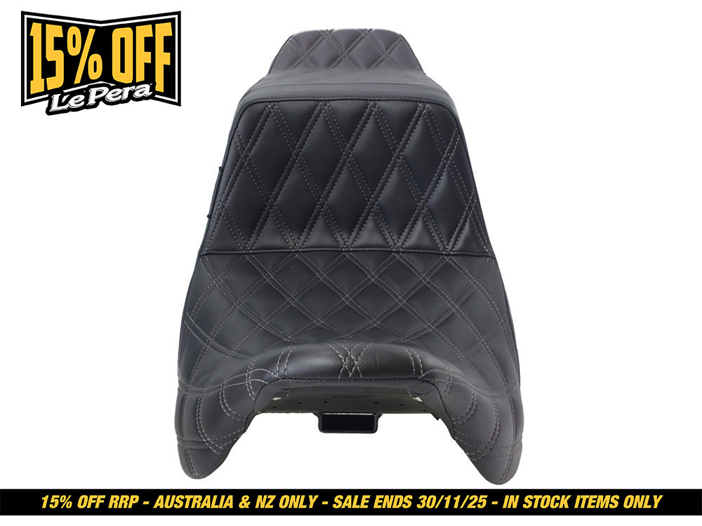 LEPERA SEATS TailWhip Dual Seat with Gun Metal Grey Double Diamond Stitch. Fits Most Touring 2008-2024