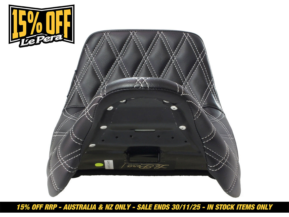 LEPERA SEATS TailWhip Dual Seat with White Double Diamond Stitch. Fits Most Touring 2008-2024