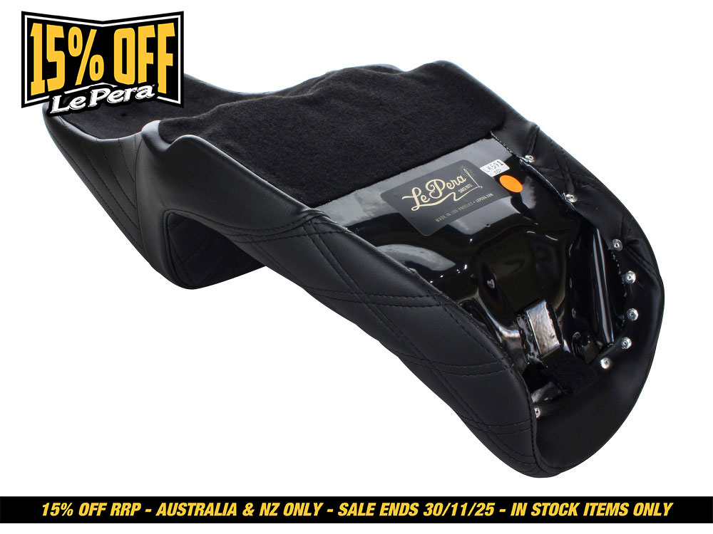 LEPERA SEATS Kickflip Dual Seat with Black Double Diamond Stitch. Fits Dyna 2006-2017.