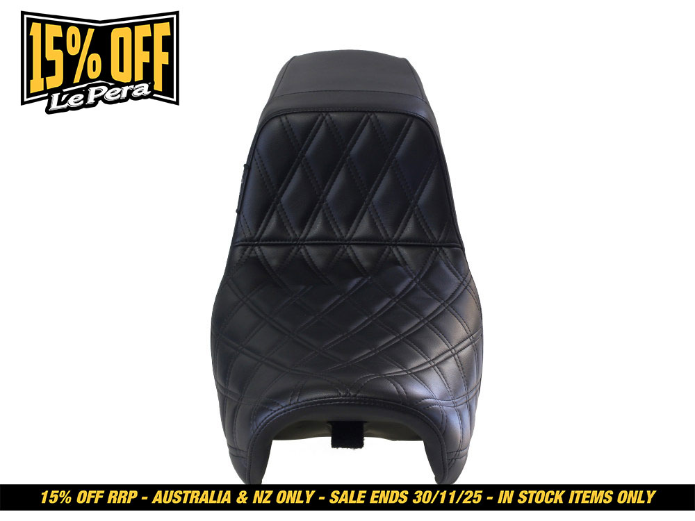LEPERA SEATS Kickflip Daddy Long Legs Dual Seat with Black Double Diamond Stitch. Fits Dyna 2006-2017.