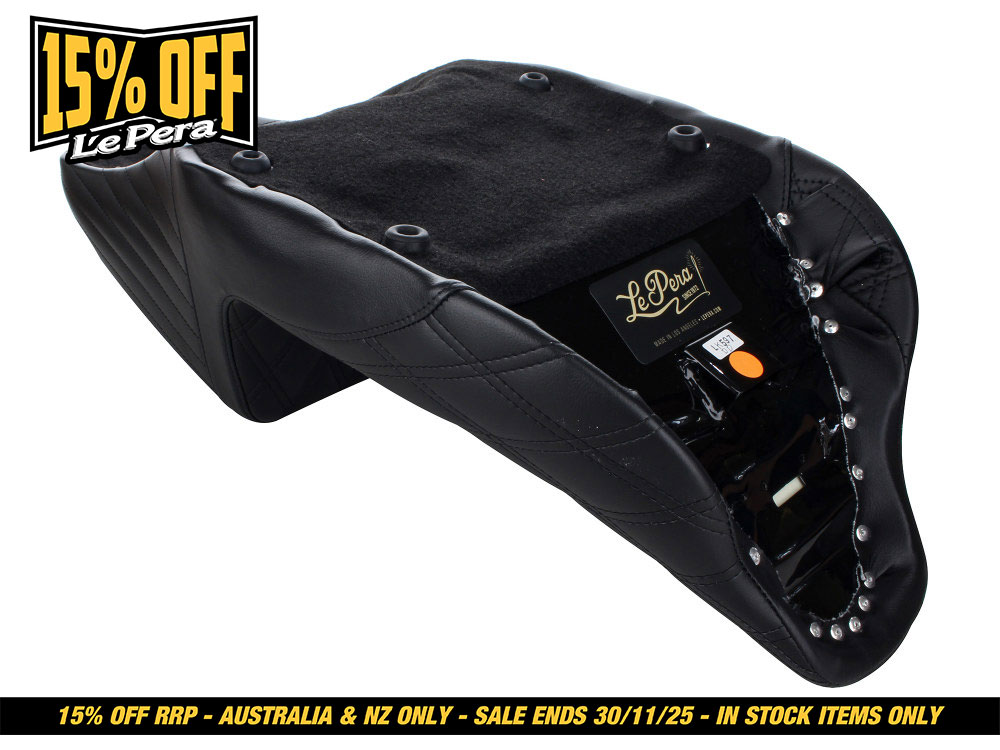 LEPERA SEATS Kickflip Dual Seat with Black Double Diamond Stitch. Fits Most Touring 2008-2024