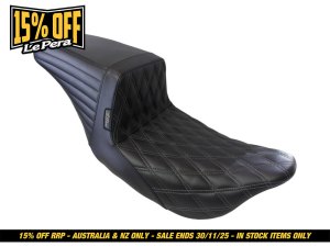 LEPERA SEATS Kickflip Dual Seat with Gun Metal Grey Double Diamond Stitch. Fits Most Touring 2008-2024 LEPERA SEATS Kickflip Dual Seat with Gun Metal Grey Double Diamond Stitch. Fits Most Touring 2008-2024