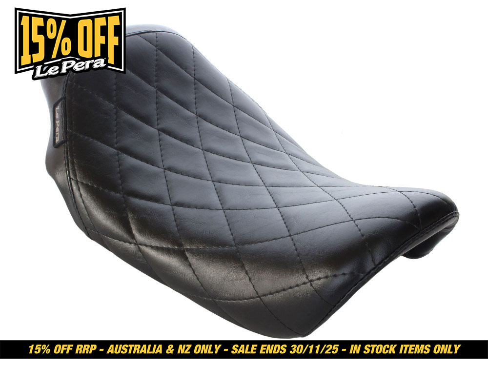 LEPERA SEATS Bare Bones Solo Seat with Diamond Stitch. Fits Dyna 2006-2017.