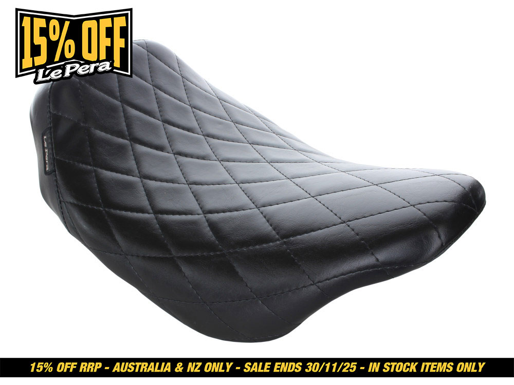 LEPERA SEATS Bare Bones Solo Seat with Diamond Stitching. Fits Most Touring 2008-2024
