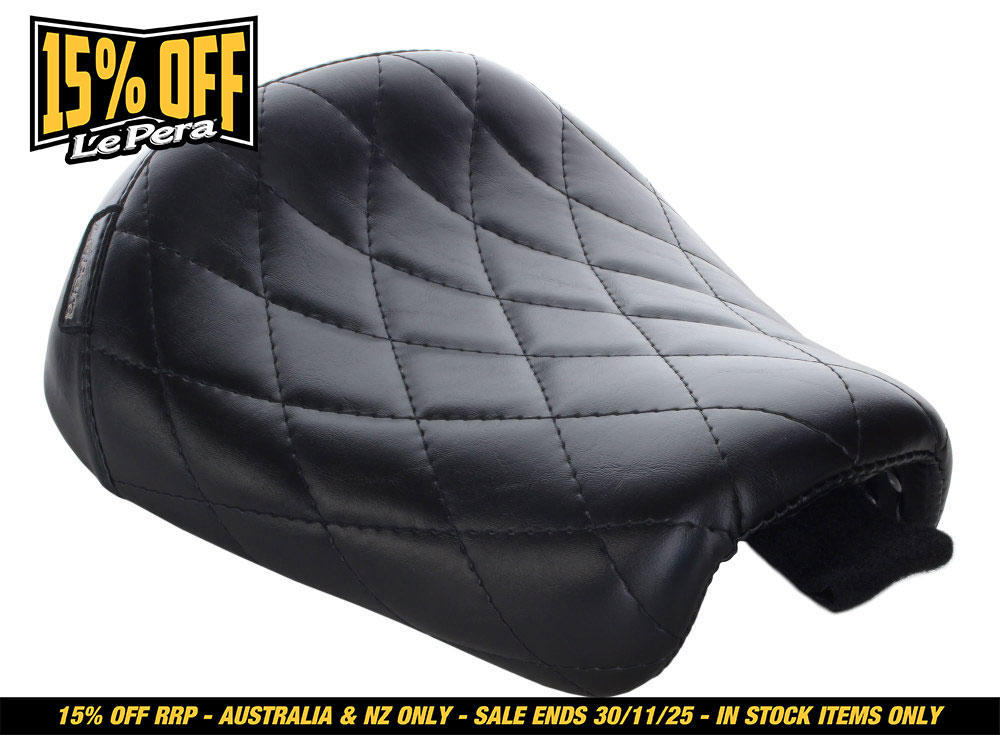 LEPERA SEATS Bare Bones Solo Seat with Diamond Stitch. Fits Sportster Forty-Eight & Seventy-Two 2010-2021.