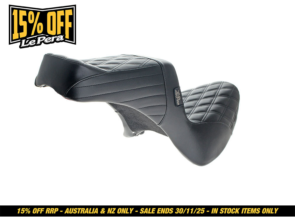 LEPERA SEATS TailWhip Dual Seat – Double Diamond. Fits Softail 1984-1999.