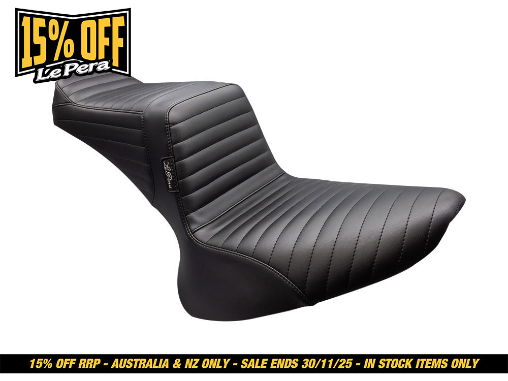 LEPERA SEATS TailWhip Dual Seat – Pleated. Fits Softail 2000-2017 with 130 or 150 OEM Rear Tyre.