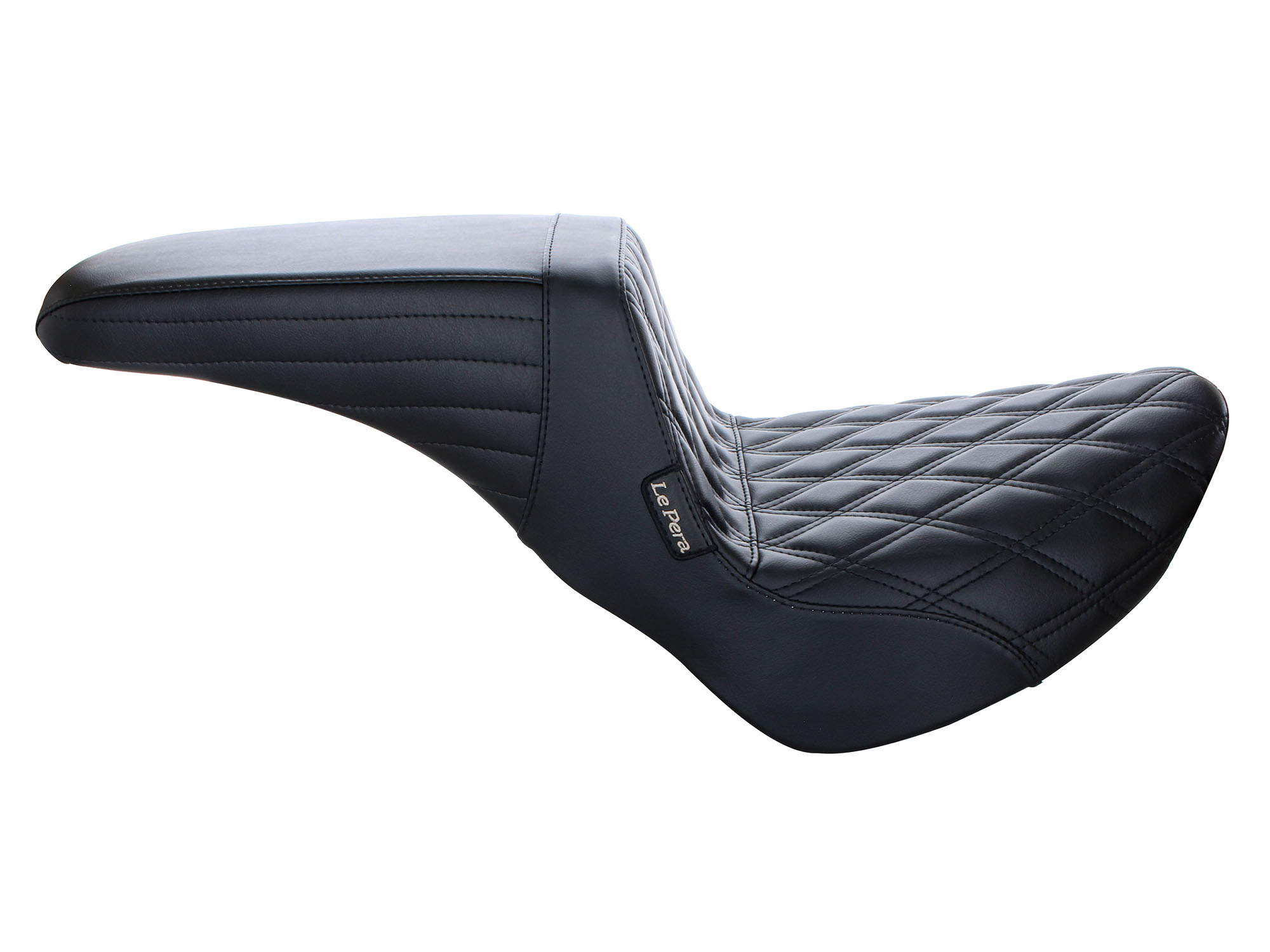 LEPERA SEATS Kickflip Dual Seat with Black Double Diamond Stitch. Fits Softail Slim & Street Bob 2018up & Standard 2020up.