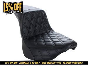 LEPERA SEATS Kickflip Dual Seat with Black Double Diamond Stitch. Fits Softail Slim & Street Bob 2018up & Standard 2020up. LEPERA SEATS Kickflip Dual Seat with Black Double Diamond Stitch. Fits Softail Slim & Street Bob 2018up & Standard 2020up.