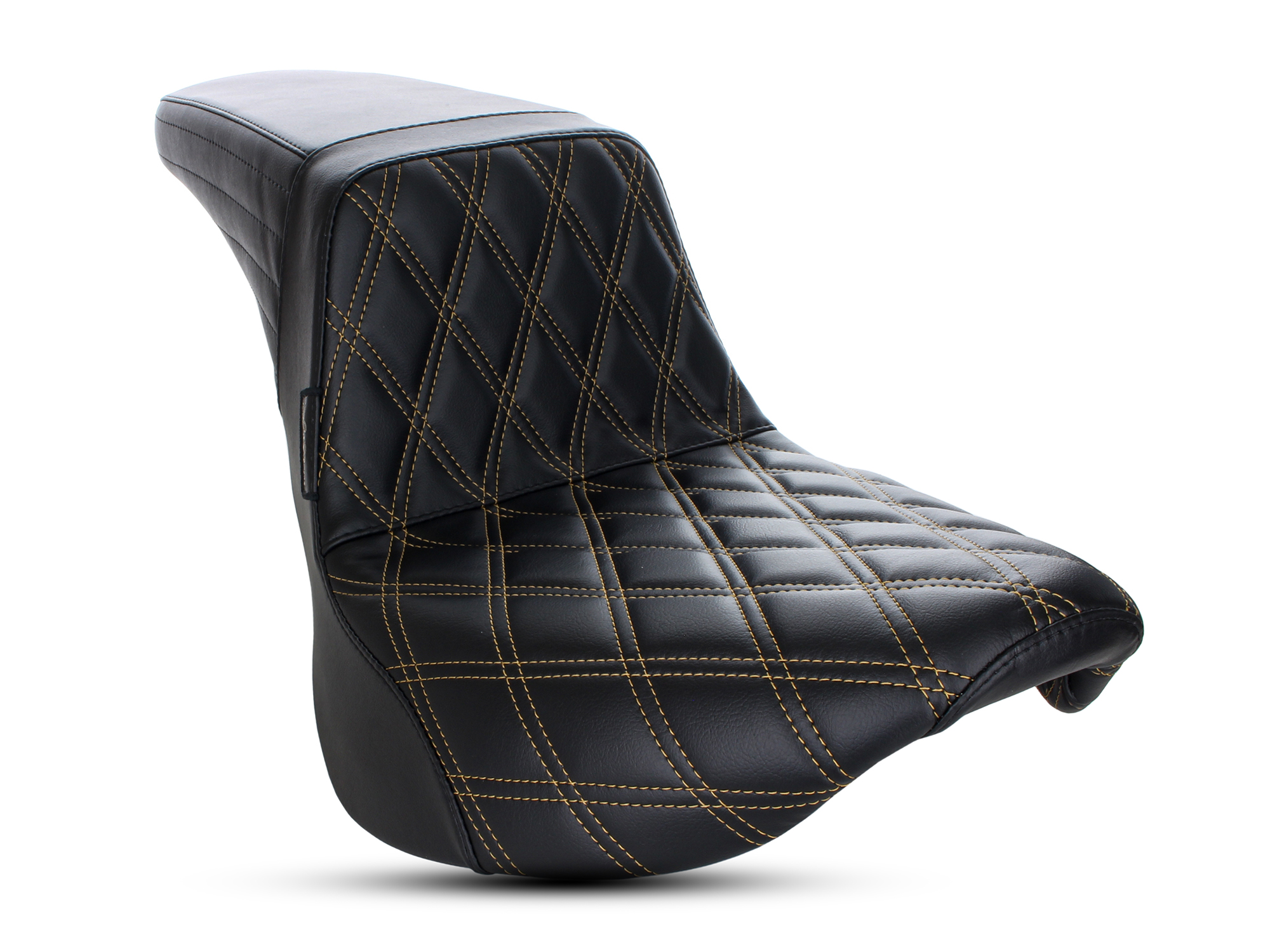 LEPERA SEATS Kickflip Dual Seat with Gold Double Diamond Stitch. Fits Softail Slim & Street Bob 2018up & Standard 2020up.