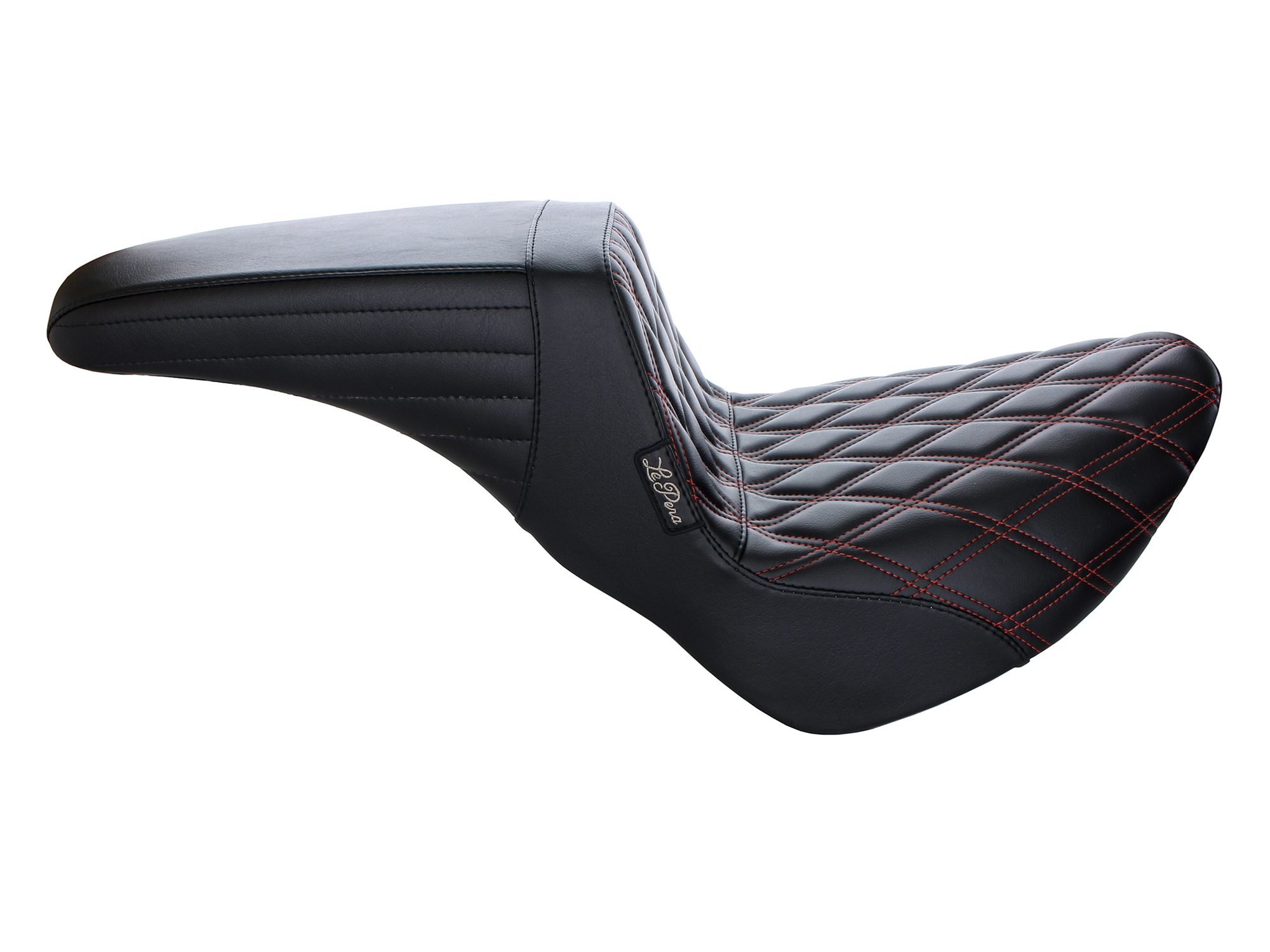 LEPERA SEATS Kickflip Dual Seat with Red Double Diamond Stitch. Fits Softail Slim & Street Bob 2018up & Standard 2020up.