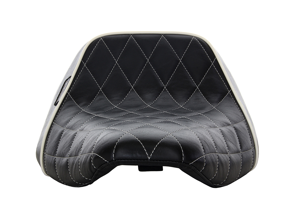 LEPERA SEATS Bare Bones Solo Seat with White Diamond Stitch & Piping. Fits Fatboy 2018up & Breakout 2023up