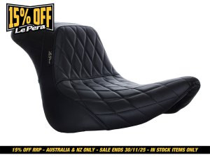 LEPERA SEATS KickFlip Dual Seat with Black Diamond Stitch. Fits Fatboy 2018up & Breakout 2023up LEPERA SEATS KickFlip Dual Seat with Black Diamond Stitch. Fits Fatboy 2018up & Breakout 2023up