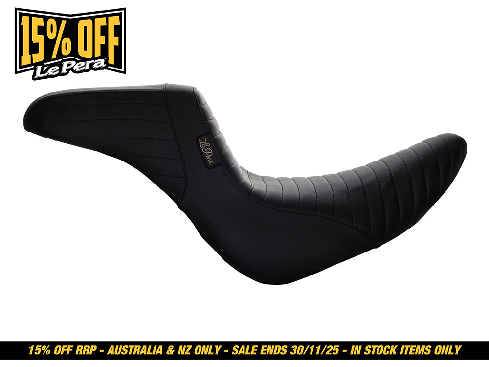 LEPERA SEATS KickFlip Dual Seat with Pleated Stitch. Fits Fatboy 2018up & Breakout 2023up