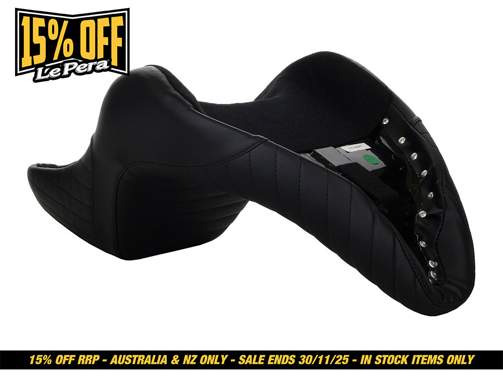 LEPERA SEATS KickFlip Dual Seat with Pleated Stitch. Fits Fatboy 2018up & Breakout 2023up