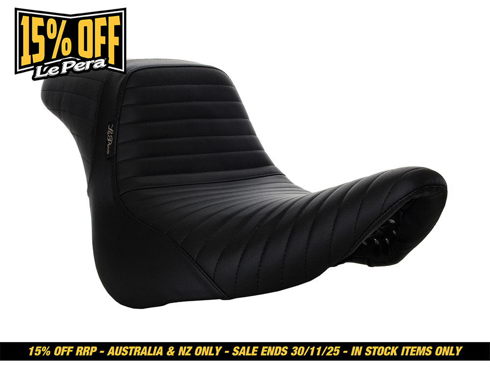 LEPERA SEATS KickFlip Dual Seat with Pleated Stitch. Fits Fatboy 2018up & Breakout 2023up