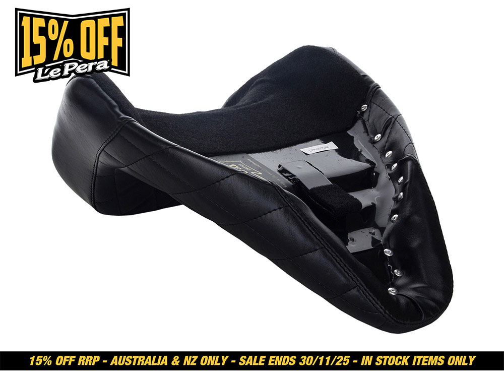 LEPERA SEATS Bare Bones Solo Seat with Black Diamond Stitch. Fits Sport Glide & Low Rider 2018up & Low Rider S 2020up.