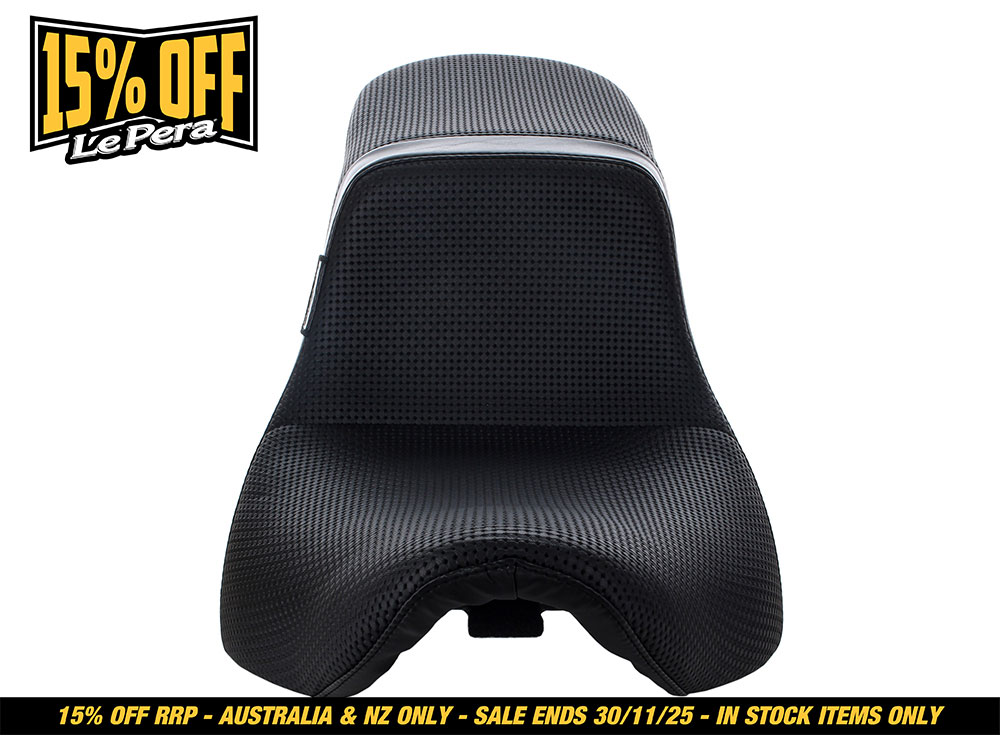 LEPERA SEATS Daytona Dual Seat with Basket Weave. Fits Sport Glide & Low Rider 2018up & Low Rider S 2020up.