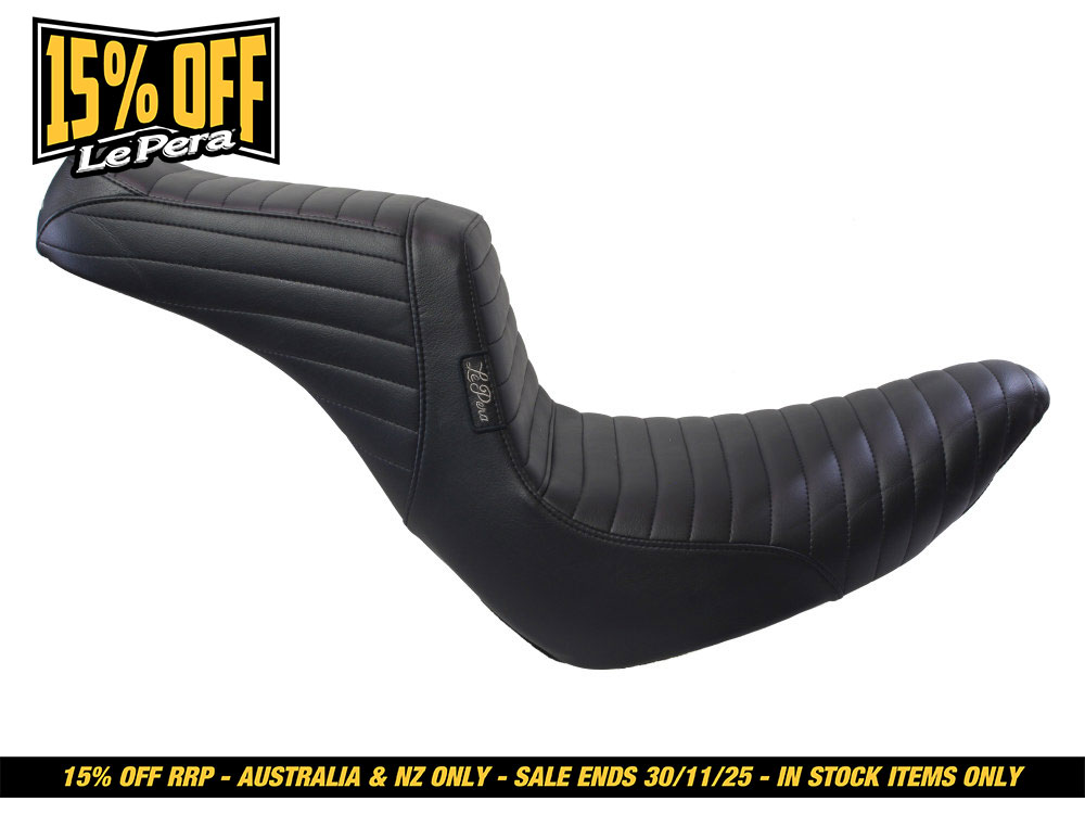 LEPERA SEATS TailWhip Dual Seat with Pleated Stitch. Fits Sport Glide & Low Rider 2018up & Low Rider S 2020up.