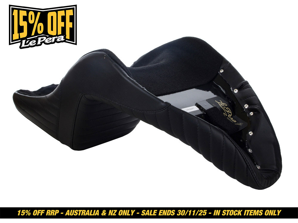 LEPERA SEATS KickFlip Dual Seat with Pleated Stitch. Fits Sport Glide & Low Rider 2018up & Low Rider S 2020up.