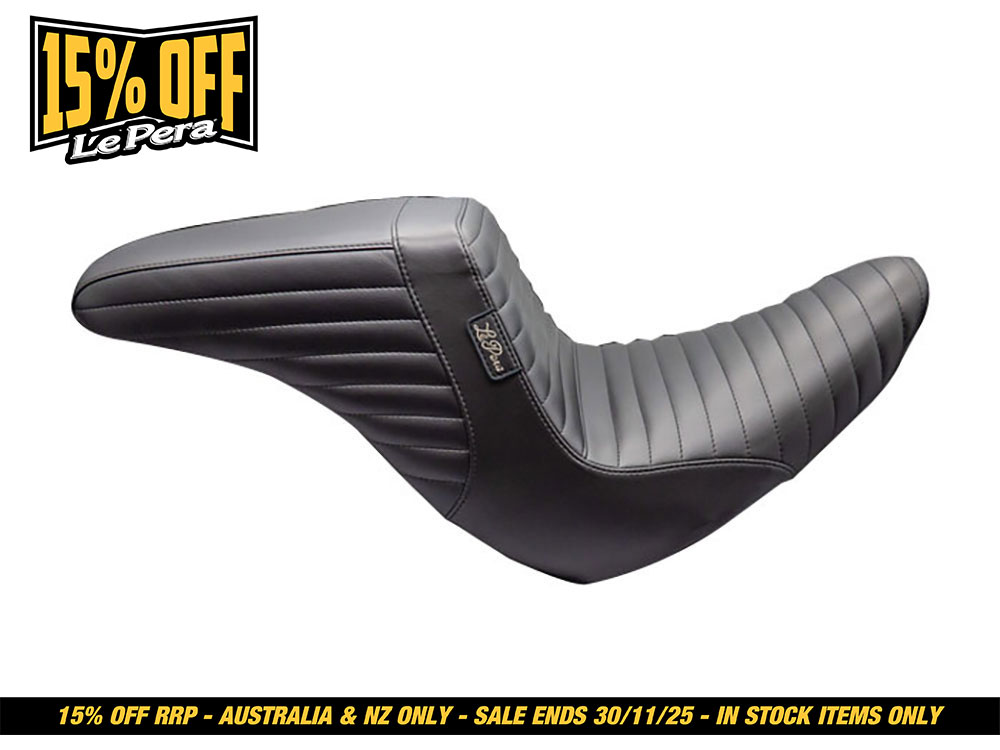 LEPERA SEATS KickFlipUp Front Reduced Reach Dual Seat with Pleated Stitch. Fits Sport Glide & Low Rider 2018up & Low Rider S 2020up.