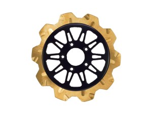 Lyndall Brakes 11.5in. Rear Omega Crown Disc Rotor – Gold Band & Black Carrier. Fits Big Twin 2000up & Sportster 2000-2010. Lyndall Brakes 11.5in. Rear Omega Crown Disc Rotor – Gold Band & Black Carrier. Fits Big Twin 2000up & Sportster 2000-2010.