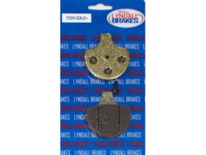 Lyndall Brakes Gold-Plus Brake Pads. Fits Front on Sportster 1984-1999, Big Twin 1984-1999 & Springer Softail 1988up. Lyndall Brakes Gold-Plus Brake Pads. Fits Front on Sportster 1984-1999, Big Twin 1984-1999 & Springer Softail 1988up.