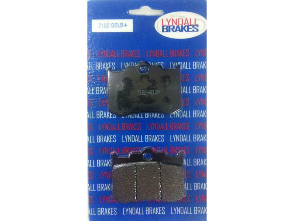 Lyndall Brakes Gold-Plus Brake Pads. Fits Performance Machine 125X4R & 137X4B Calipers & Softail 2006up with Performance Machine Integrated Caliper & Hawg Halters 4 Piston Calipers