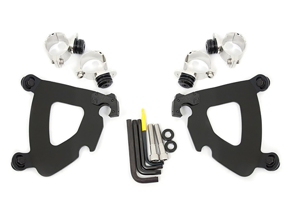 Memphis Shades Black Gauntlet Trigger-Lock Mounting Hardware. Fits Sportster XL1200X 2010-2015.