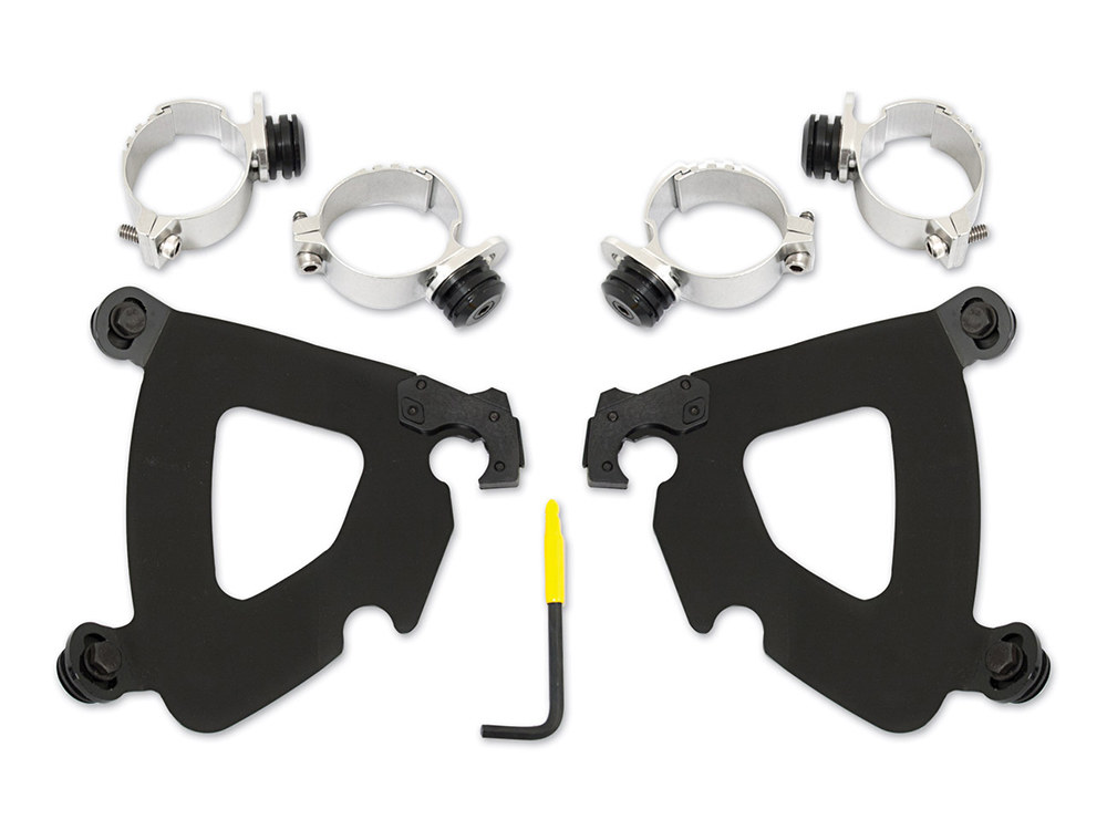 Memphis Shades Black Gauntlet Trigger-Lock Mounting Hardware. Fits Street Bob 2018up & Dyna 2006-2017.