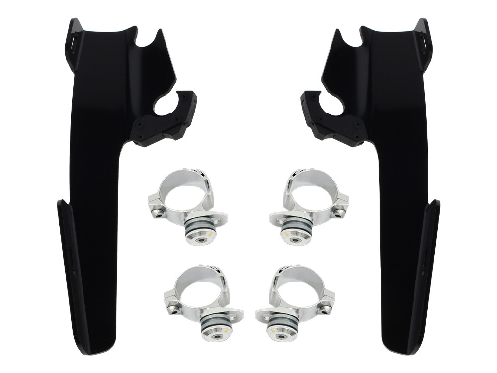 Memphis Shades Black Batwing Fairing Trigger-Lock Mounting Hardware. Fits most Sportsters 1987-2021 with 39mm Fork Tubes.