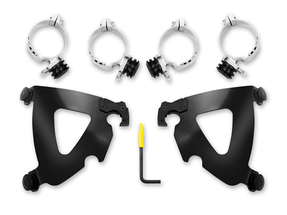 Memphis Shades Black Road Warrior Trigger-Lock Mounting Hardware. Fits Breakout 2013-2017 & Dyna Wide Glide 2006-2017 & Dyna Fat Bob 2008-2017.