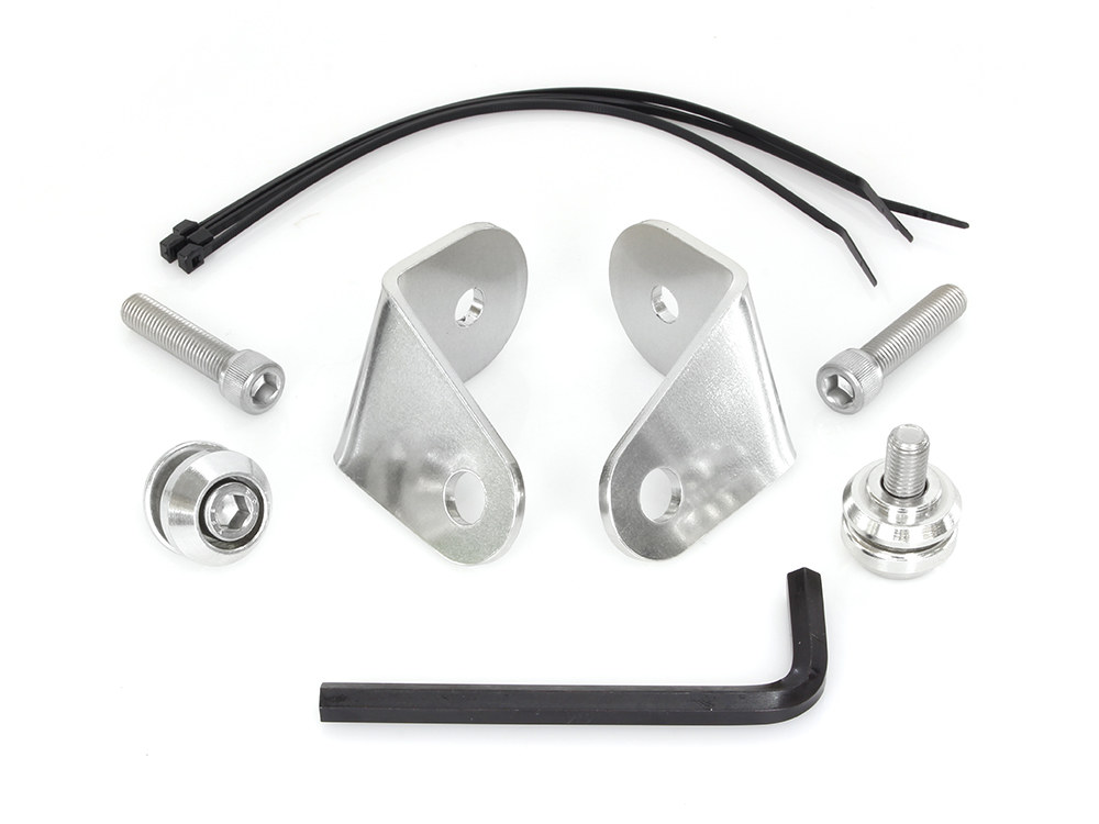 Memphis Shades Front Turn Signal Relocation Brackets. Fits FL Softail 1986-2017 With Spotlight Bar, with Batwing Fairing.