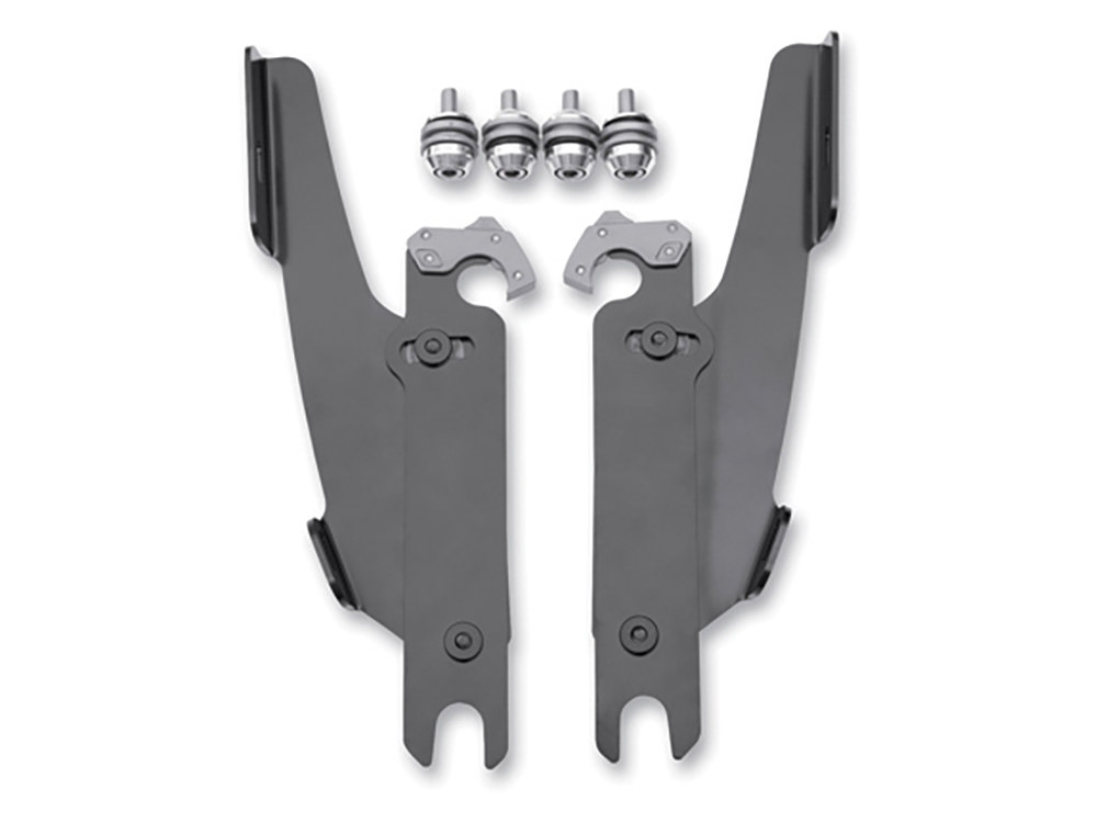 Memphis Shades Black Batwing Fairing Trigger-Lock Mounting Hardware. Fits FL Softail 1986-2017 With Spotlight Bar.