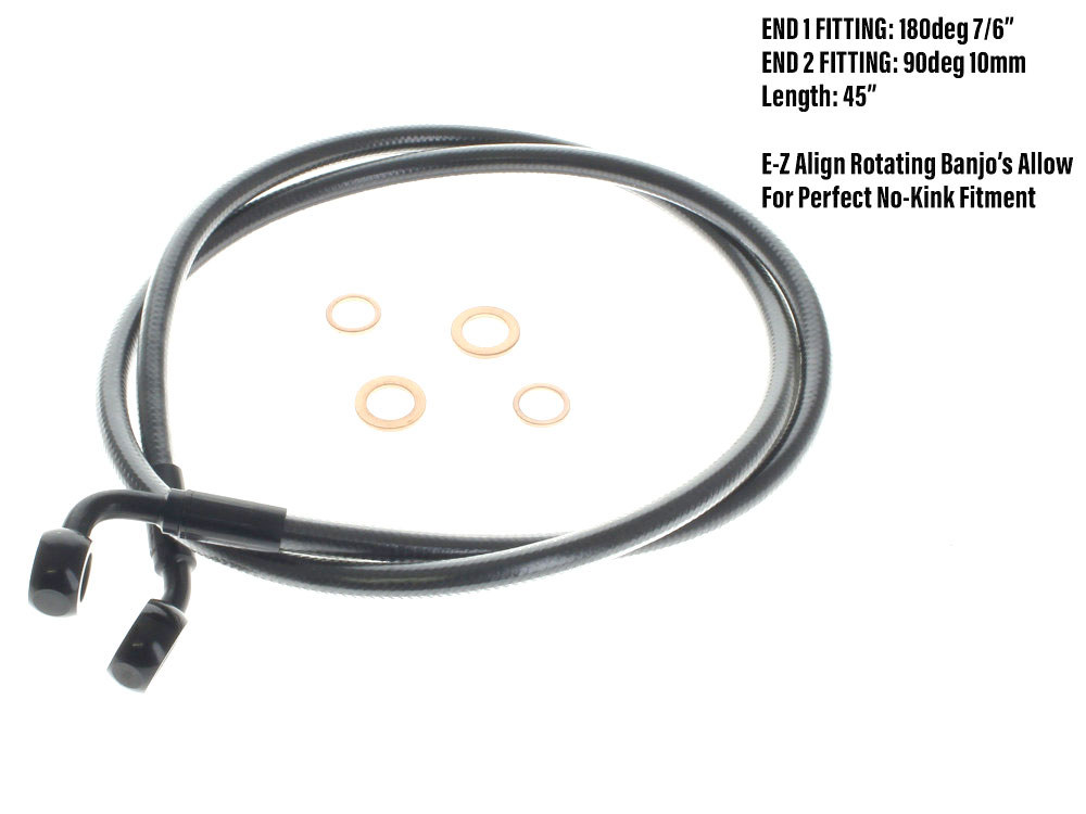 Magnum Shielding 42in. E-Z Align Front Brake Line with 7/16in. x 35 Degree Banjo – Black Pearl.