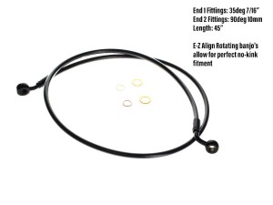 Magnum Shielding 45in. E-Z Align Front Brake Line with 7/16in. x 35 Degree Banjo – Black Pearl. Magnum Shielding 45in. E-Z Align Front Brake Line with 7/16in. x 35 Degree Banjo – Black Pearl.
