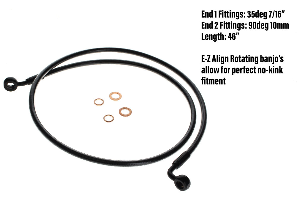 Magnum Shielding 46in. E-Z Align Front Brake Line with 7/16in. x 35 Degree Banjo – Black Pearl.