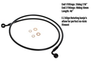 Magnum Shielding 46in. E-Z Align Front Brake Line with 7/16in. x 35 Degree Banjo – Black Pearl. Magnum Shielding 46in. E-Z Align Front Brake Line with 7/16in. x 35 Degree Banjo – Black Pearl.